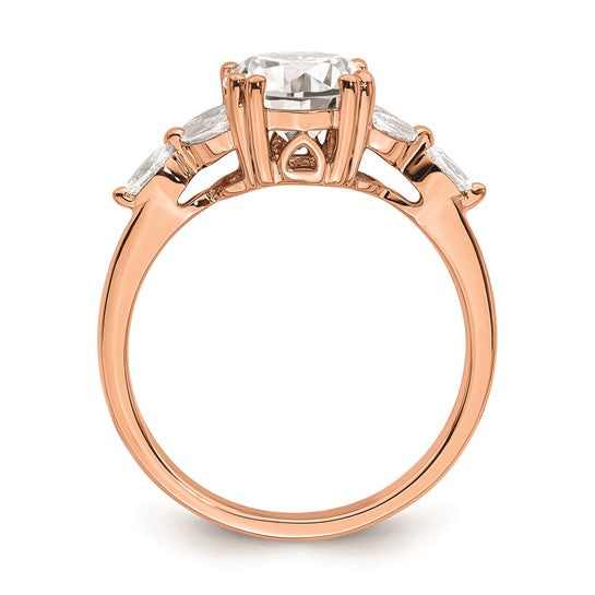 14k Rose Gold (Holds 1 carat (6.5mm) Round Center) 1/5 carat Marquise Diamond Semi-Mount Engagement Ring