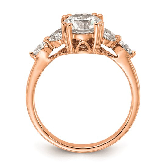 14k Rose Gold (Holds 1.5 carat (7.5mm) Round Center) 1/5 carat Marquise Diamond Semi-Mount Engagement Ring