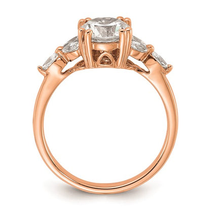 14k Rose Gold (Holds 1.5 carat (7.5mm) Round Center) 1/5 carat Marquise Diamond Semi-Mount Engagement Ring