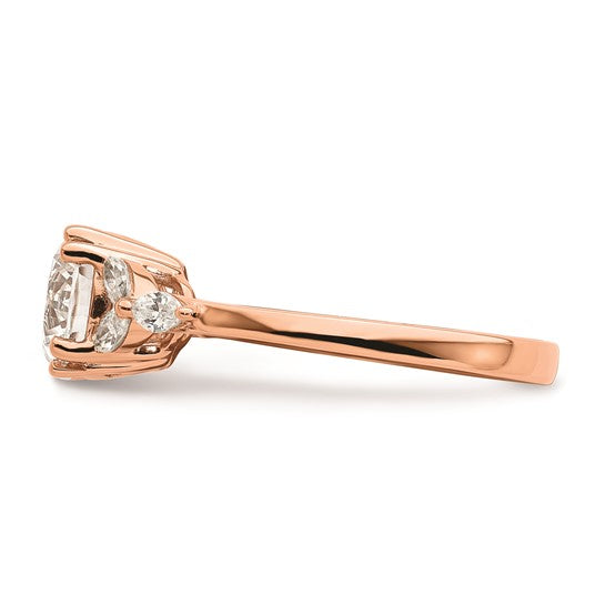 14k Rose Gold (Holds 1.5 carat (7.5mm) Round Center) 1/5 carat Marquise Diamond Semi-Mount Engagement Ring