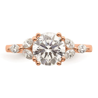 14k Rose Gold (Holds 1.5 carat (7.5mm) Round Center) 1/5 carat Marquise Diamond Semi-Mount Engagement Ring