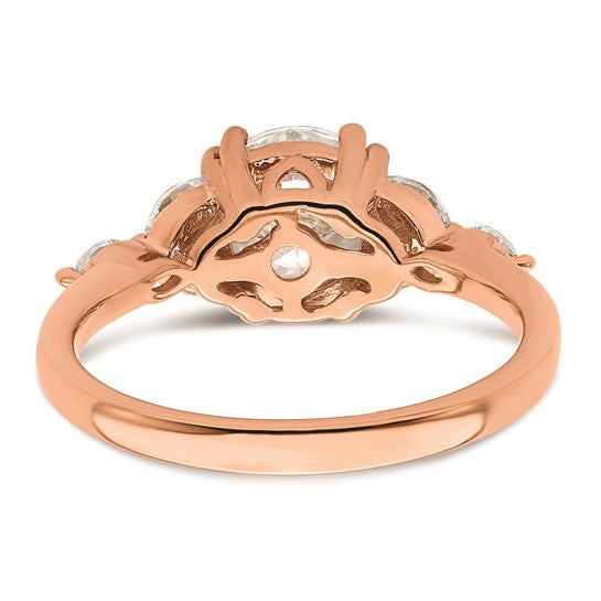 14k Rose Gold (Holds 1.5 carat (7.5mm) Round Center) 1/5 carat Marquise Diamond Semi-Mount Engagement Ring