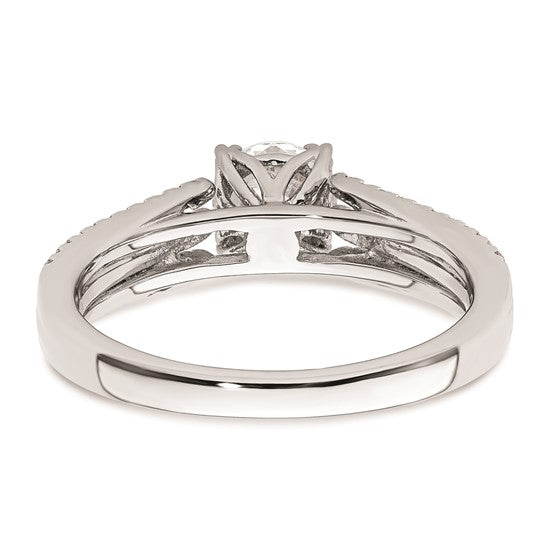 14k White Gold 3-Row (Holds 3/4 carat (5.8mm) Round Center) 1/4 carat Diamond Semi-Mount Engagement Ring