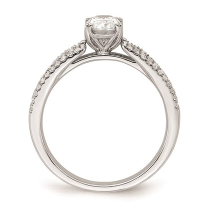 14k White Gold 3-Row (Holds 3/4 carat (7.1x5.4mm) Oval Center) 1/4 carat Diamond Semi-Mount Engagement Ring