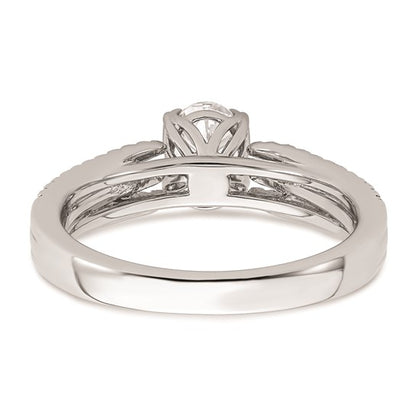 14k White Gold 3-Row (Holds 3/4 carat (7.1x5.4mm) Oval Center) 1/4 carat Diamond Semi-Mount Engagement Ring