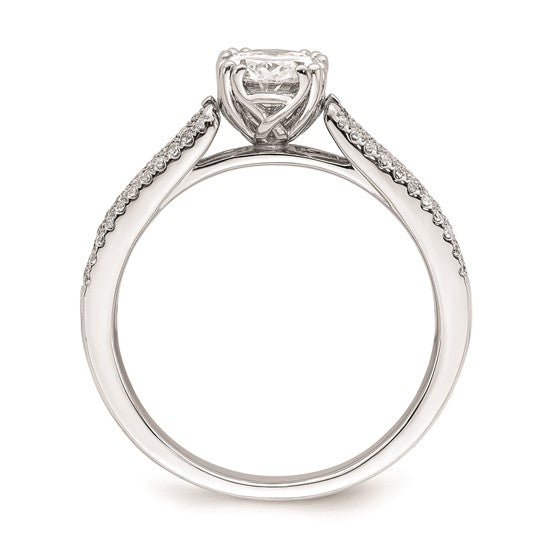 14k White Gold 3-Row (Holds 1 carat (8.00x6.1mm) Oval Center) 1/4 carat Diamond Semi-Mount Engagement Ring