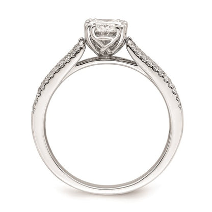14k White Gold 3-Row (Holds 1 carat (8.00x6.1mm) Oval Center) 1/4 carat Diamond Semi-Mount Engagement Ring