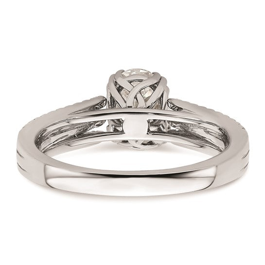 14k White Gold 3-Row (Holds 1 carat (8.00x6.1mm) Oval Center) 1/4 carat Diamond Semi-Mount Engagement Ring