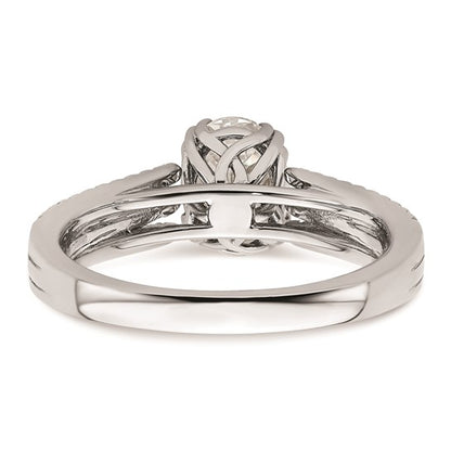 14k White Gold 3-Row (Holds 1 carat (8.00x6.1mm) Oval Center) 1/4 carat Diamond Semi-Mount Engagement Ring