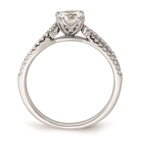 14k White Gold Criss-Cross (Holds 3/4 carat (5.8mm) Round Center) 1/5 carat Diamond Semi-Mount Engagement Ring