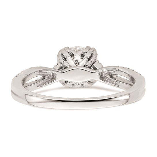 14k White Gold Criss-Cross (Holds 1 carat (6.5mm) Round Center) 1/5 carat Diamond Semi-Mount Engagement Ring