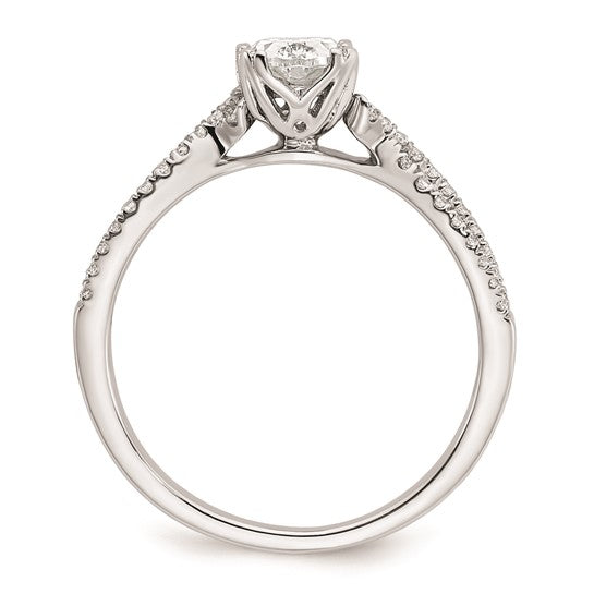 14k White Gold Criss-Cross (Holds 3/4 carat (7.1x5.4mm) Oval Center) 1/5 carat Diamond Semi-Mount Engagement Ring