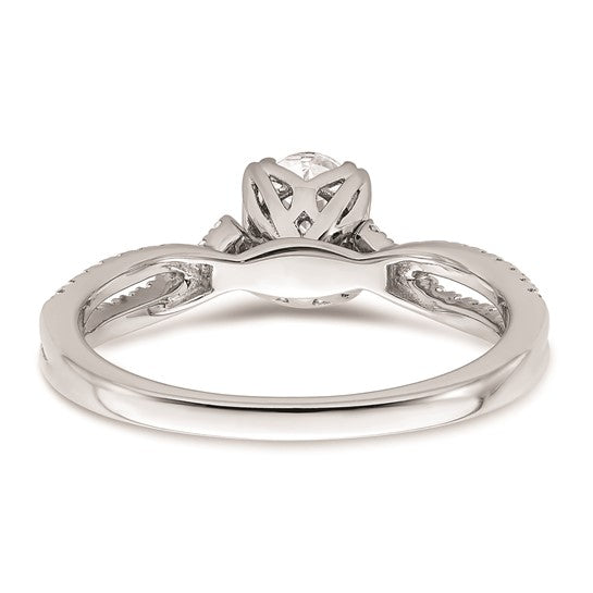 14k White Gold Criss-Cross (Holds 3/4 carat (7.1x5.4mm) Oval Center) 1/5 carat Diamond Semi-Mount Engagement Ring