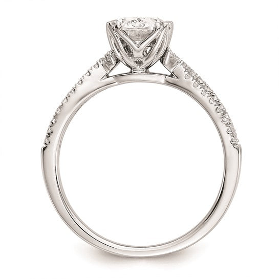 14k White Gold Criss-Cross (Holds 1/2 carat (6.4x4.9mm) Oval Center) 1/6 carat Diamond Semi-Mount Engagement Ring