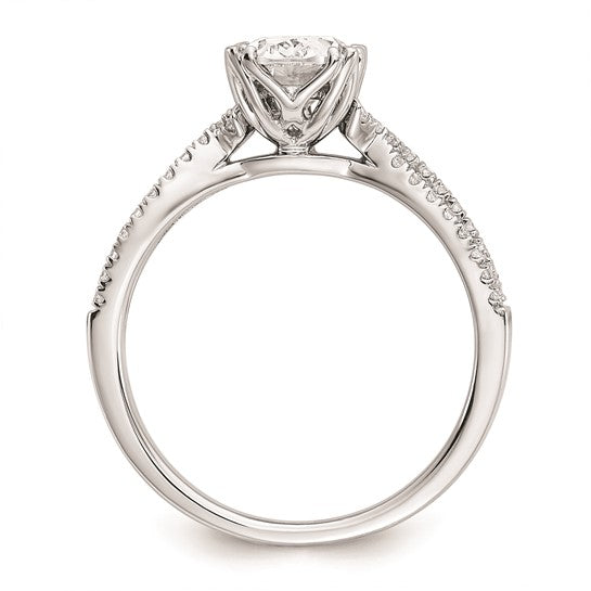 14k White Gold Criss-Cross (Holds 1 carat (8.00x6.1mm) Oval Center) 1/5 carat Diamond Semi-Mount Engagement Ring