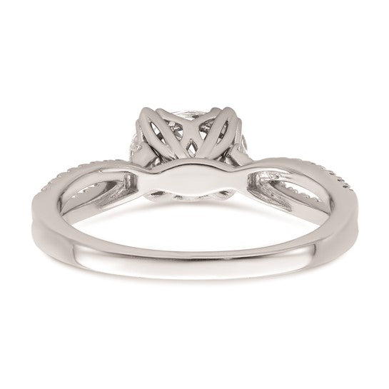 14k White Gold Criss-Cross (Holds 1/2 carat (6.4x4.9mm) Oval Center) 1/6 carat Diamond Semi-Mount Engagement Ring