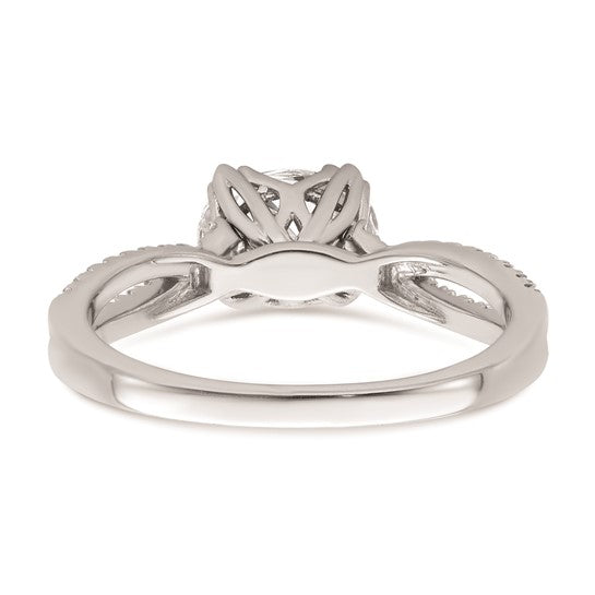 14k White Gold Criss-Cross (Holds 1 carat (8.00x6.1mm) Oval Center) 1/5 carat Diamond Semi-Mount Engagement Ring