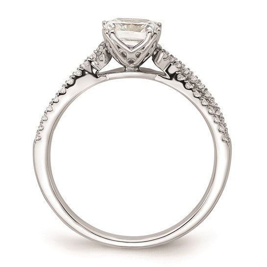 14k White Gold Criss-Cross (Holds 3/4 carat (5.4mm) Cushion Center) 1/5 carat Diamond Semi-Mount Engagement Ring