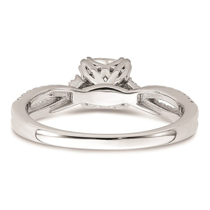 14k White Gold Criss-Cross (Holds 3/4 carat (5.4mm) Cushion Center) 1/5 carat Diamond Semi-Mount Engagement Ring