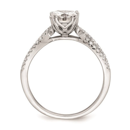 14k White Gold Criss-Cross (Holds 1 carat (6.00mm) Cushion Center) 1/5 carat Diamond Semi-Mount Engagement Ring