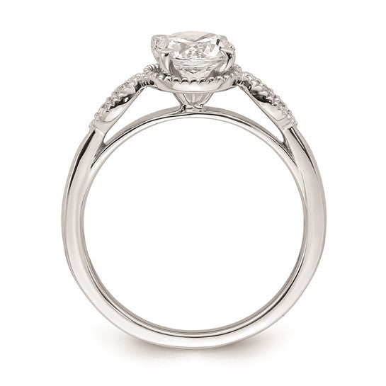 14k White Gold (Holds 1 carat (6.5mm) Round Center) 1/20 carat Diamond Semi-Mount Engagement Ring