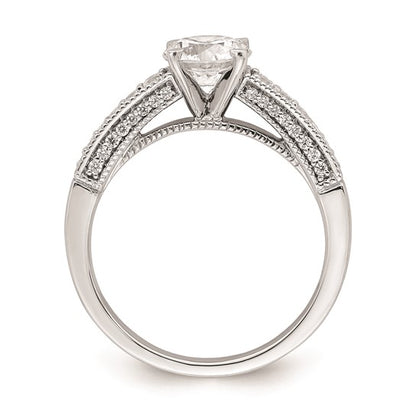 14k White Gold (Holds 1 carat (6.5mm) Round Center) 1/3 carat Diamond Semi-Mount Engagement Ring