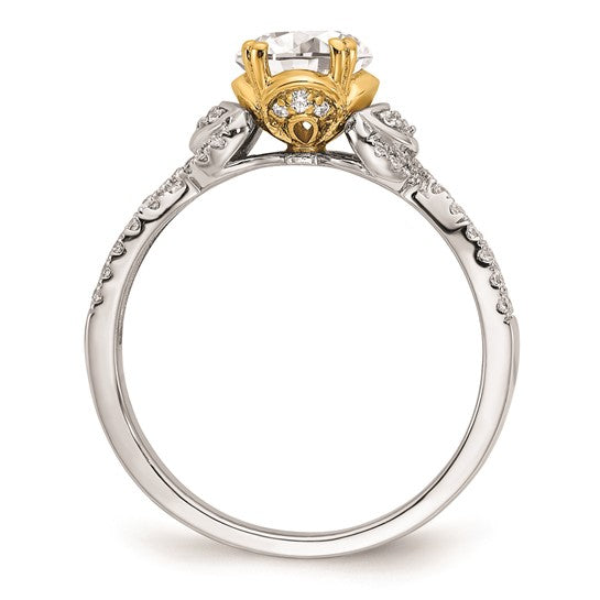 14k Two-tone Criss-Cross (Holds 1 carat (6.5mm) Round Center) 1/4 carat Diamond Semi-Mount Engagement Ring