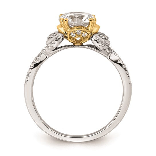 14k Two-tone Criss-Cross (Holds 1.5 carat (7.5mm) Round Center) 1/3 carat Diamond Semi-Mount Engagement Ring