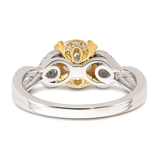 14k Two-tone Criss-Cross (Holds 1.5 carat (7.5mm) Round Center) 1/3 carat Diamond Semi-Mount Engagement Ring