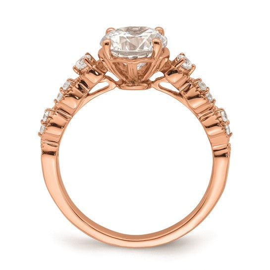 14k Rose Gold (Holds 1.5 carat (7.5mm) Round Center) 1/6 carat Diamond Semi-Mount Engagement Ring