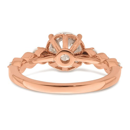 14k Rose Gold (Holds 1.5 carat (7.5mm) Round Center) 1/6 carat Diamond Semi-Mount Engagement Ring