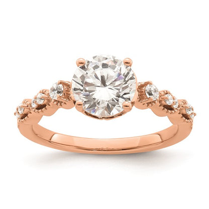 14k Rose Gold (Holds 1.5 carat (7.5mm) Round Center) 1/6 carat Diamond Semi-Mount Engagement Ring