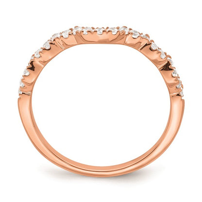 14k Rose Gold 1/4 carat Diamond Contoured Complete Wedding band