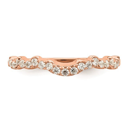 14k Rose Gold 1/4 carat Diamond Contoured Complete Wedding band