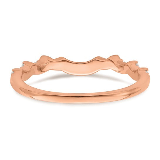 14k Rose Gold 1/4 carat Diamond Contoured Complete Wedding band