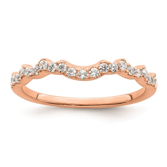 14k Rose Gold 1/4 carat Diamond Contoured Complete Wedding band