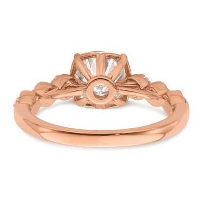 14k Rose Gold (Holds 1.5 carat (7.00mm) Cushion Center) 1/6 carat Diamond Semi-Mount Engagement Ring