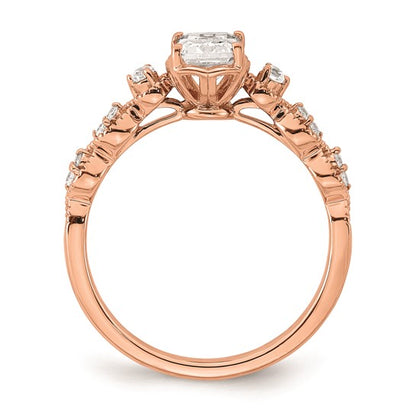 14k Rose Gold (Holds 1 carat (6.9x5.2mm) Emerald-cut Center) 1/8 carat Diamond Semi-Mount Engagement Ring