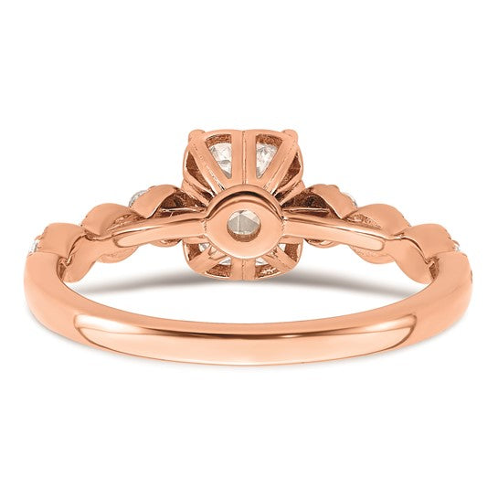 14k Rose Gold (Holds 1 carat (6.9x5.2mm) Emerald-cut Center) 1/8 carat Diamond Semi-Mount Engagement Ring