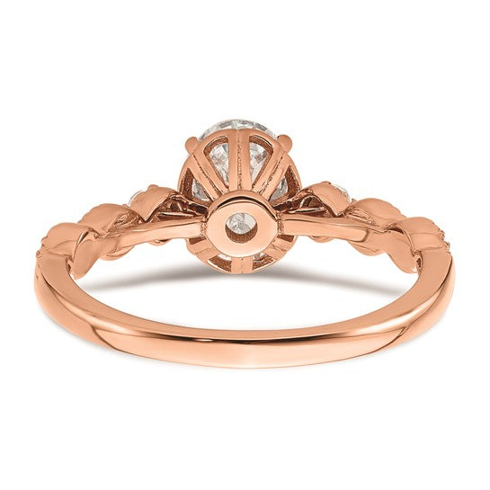 14k Rose Gold (Holds 1 carat (8.00x6.1mm) Oval Center) 1/8 carat Diamond Semi-Mount Engagement Ring