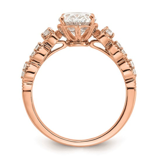 14k Rose Gold (Holds 1.5 carat (9.2x6.9mm) Oval Center) 1/6 carat Diamond Semi-Mount Engagement Ring