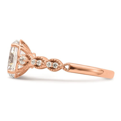 14k Rose Gold (Holds 1.5 carat (9.2x6.9mm) Oval Center) 1/6 carat Diamond Semi-Mount Engagement Ring