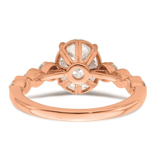 14k Rose Gold (Holds 1.5 carat (9.2x6.9mm) Oval Center) 1/6 carat Diamond Semi-Mount Engagement Ring