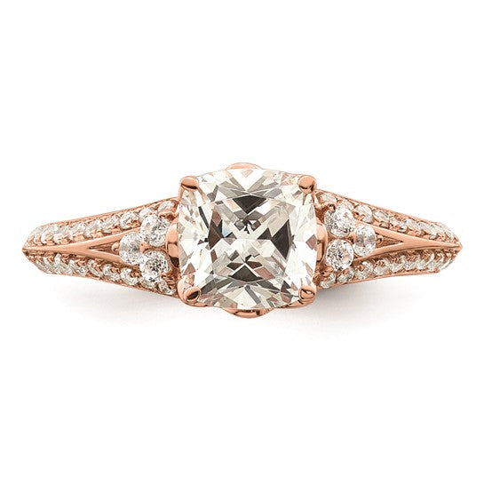 14k Rose Gold (Holds 1 carat (6.00mm) Cushion Center) 1/3 carat Diamond Semi-Mount Engagement Ring