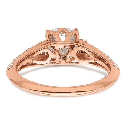 14k Rose Gold (Holds 1 carat (6.00mm) Cushion Center) 1/3 carat Diamond Semi-Mount Engagement Ring