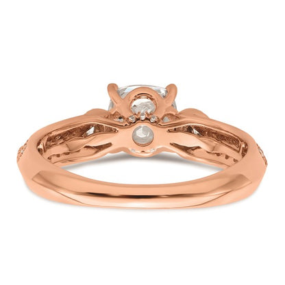 14k Rose Gold (Holds 1 carat (6.00mm) Cushion Center) 1/4 carat Diamond Semi-Mount Engagement Ring