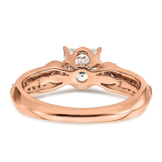 14k Rose Gold (Holds 1 carat (5.5mm) Princess Center) 1/4 carat Diamond Semi-Mount Engagement Ring