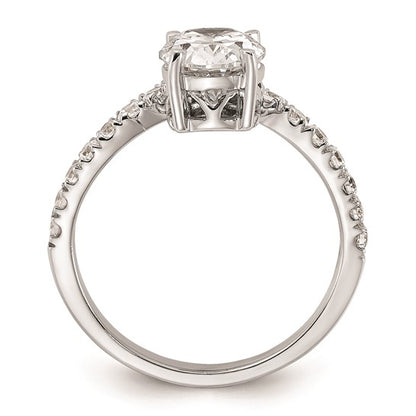 14k White Gold Asymmetric (Holds 1.5 carat (9.2x6.9mm) Oval Center) 5/8 carat Diamond Semi-Mount Engagement Ring