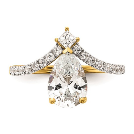 14k Asymmetric (Holds 1.5 carat (10x6.4mm) Pear Center) 1/2 carat Diamond Semi-Mount Engagement Ring