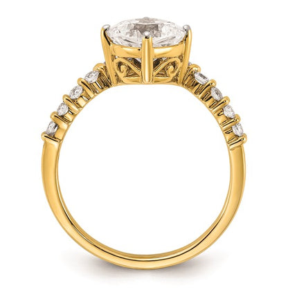 14k Asymmetric (Holds 1.5 carat (7.00x6.9mm) Cushion Center) 5/8 carat Diamond Semi-Mount Engagement Ring